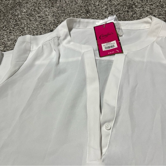 Candie’s Blouse Top Womens Medium Sheer Polyester Long Sleeve V Neck  Pullover - Picture 5 of 10